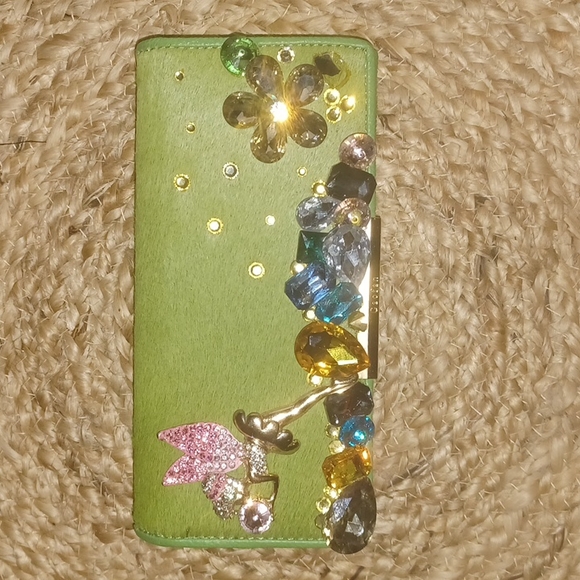 Gaofan Genuine Cowhide Leather Tinkerbell Embellished Trifold Wallet - Picture 1 of 8